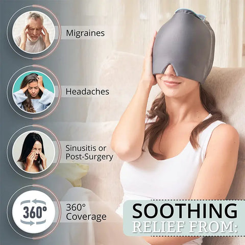 Migraine Relief Cap: Fast Relief for Sinus Pressure, Tension, Headache & Stress, Soothes Swollen Eyes