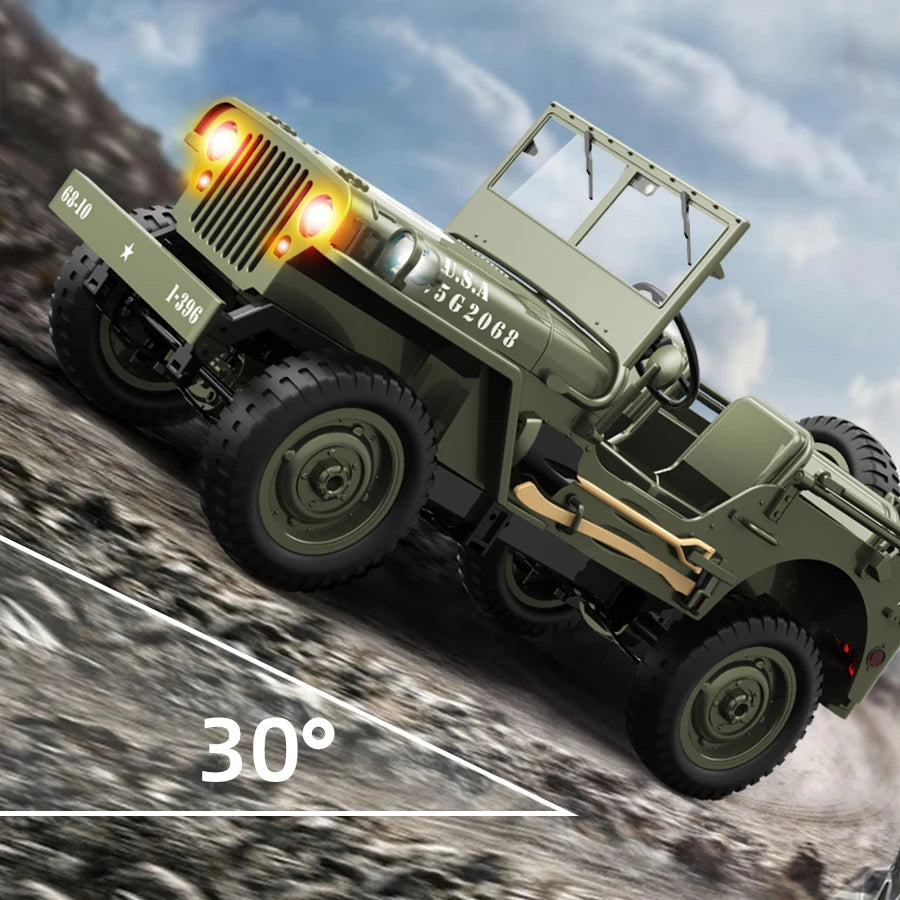 RC Jeep Toy with LED Lights USB Cable Charger