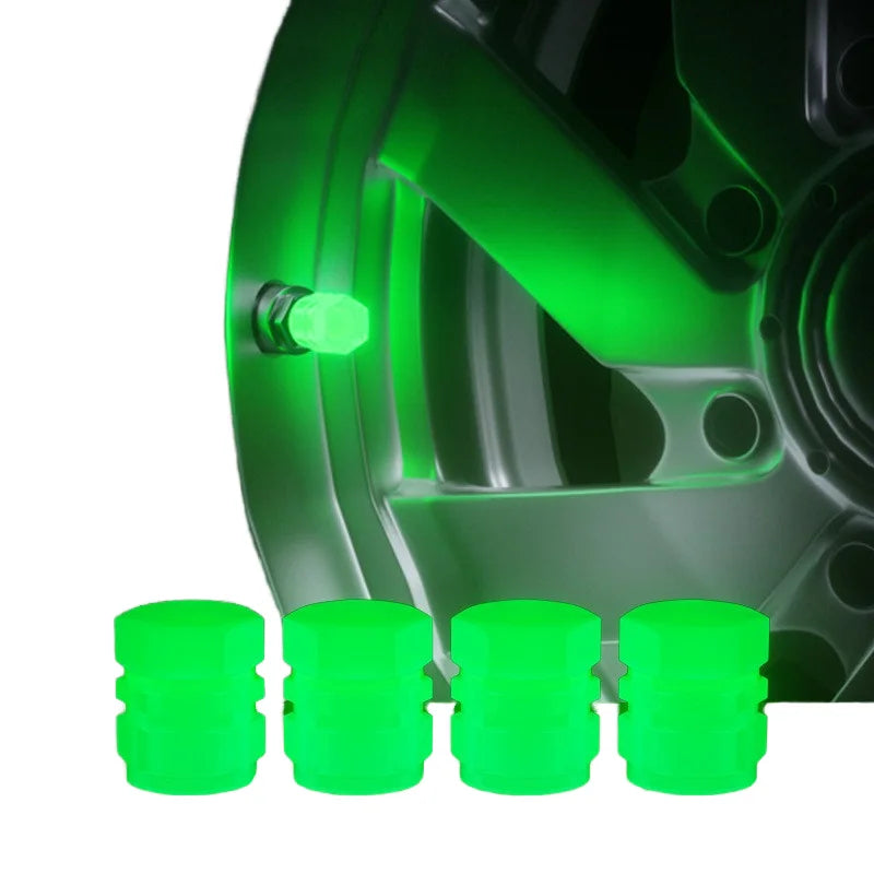 Luminous ABS Valve Caps Fluorescent Green Blue Night Glowing Styling for Car Bicycle Tyre Hub Wheel Decor Interior Accessories