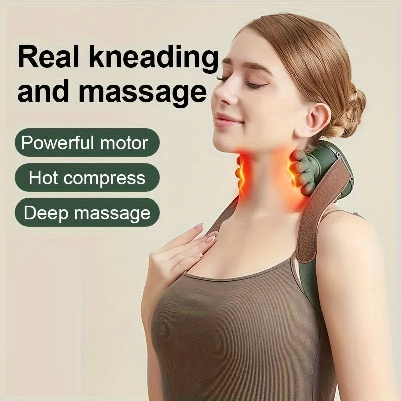 Hot-selling Master-level Model Vibration Magnetic Hot Compress Air Pressure Knead Neck Massager