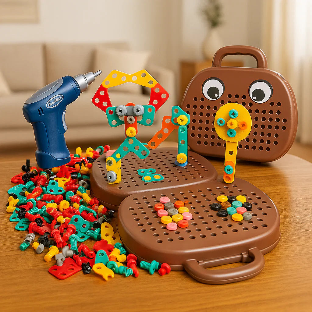 Assembly Toolbox Baby Puzzle Electric Drill Screwdriver (203 pcs)