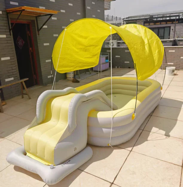 Kids and Adults Activity Inflatable Swimming Pool with Slide & Canopy
