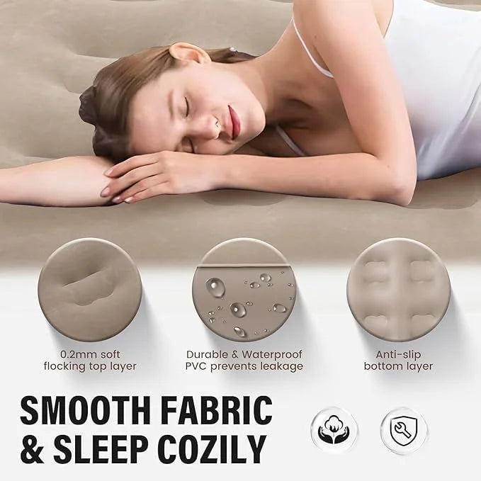 Automatic Self-Inflating Foldable Modern Outdoor Camping Portable PVC Flocking Air Bed Inflatable Mattress with Built-in Pump