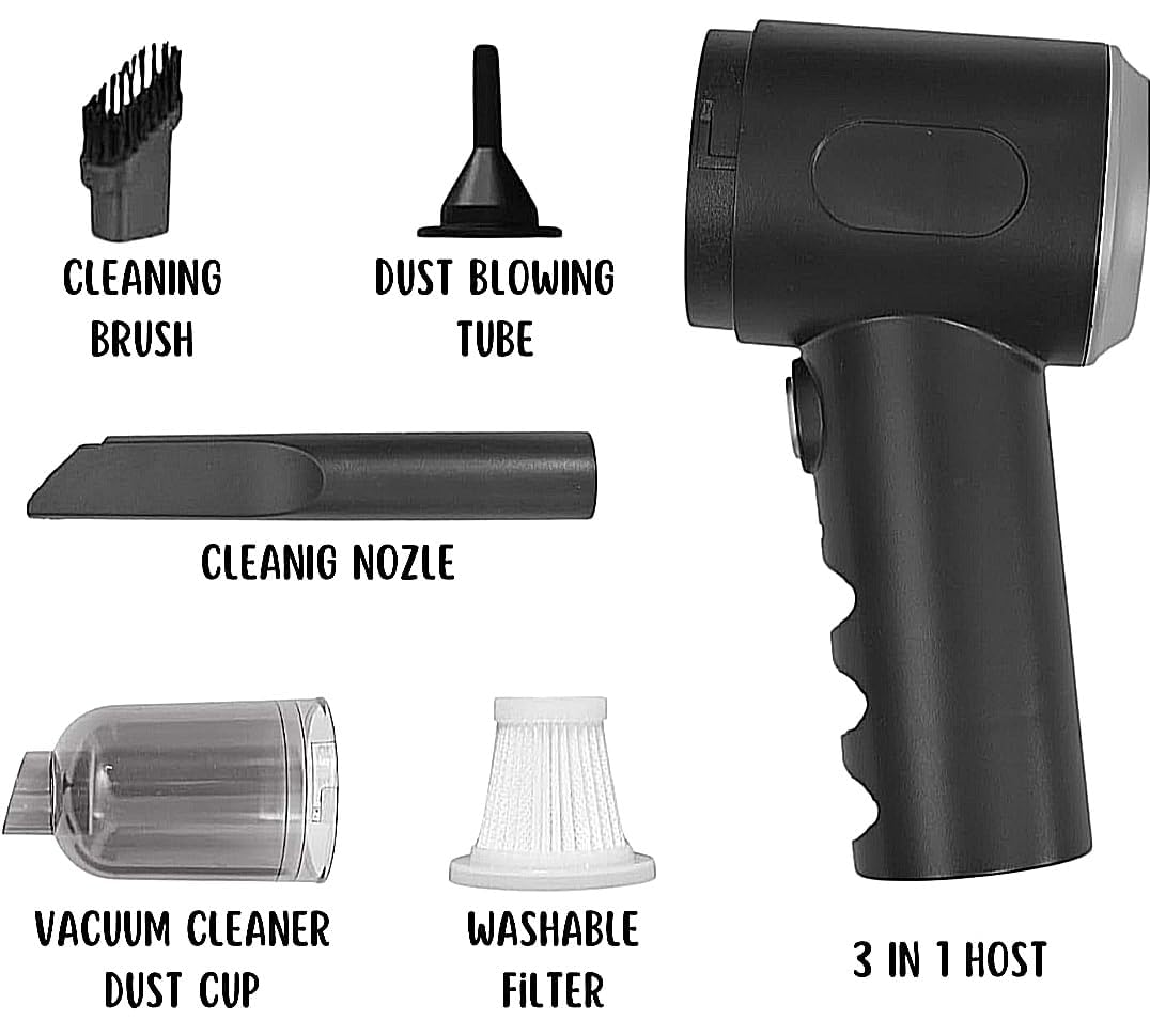 3 IN 1 MINI VACUUME CLEANER WITH DIFFERENT ATTACHMENTS