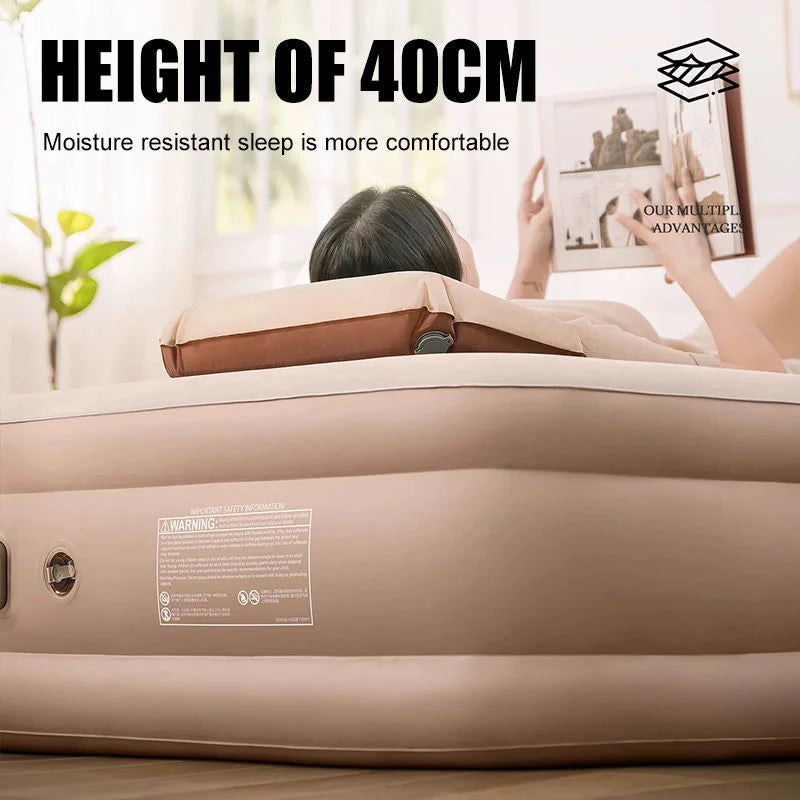 Automatic Self-Inflating Foldable Modern Outdoor Camping Portable PVC Flocking Air Bed Inflatable Mattress with Built-in Pump