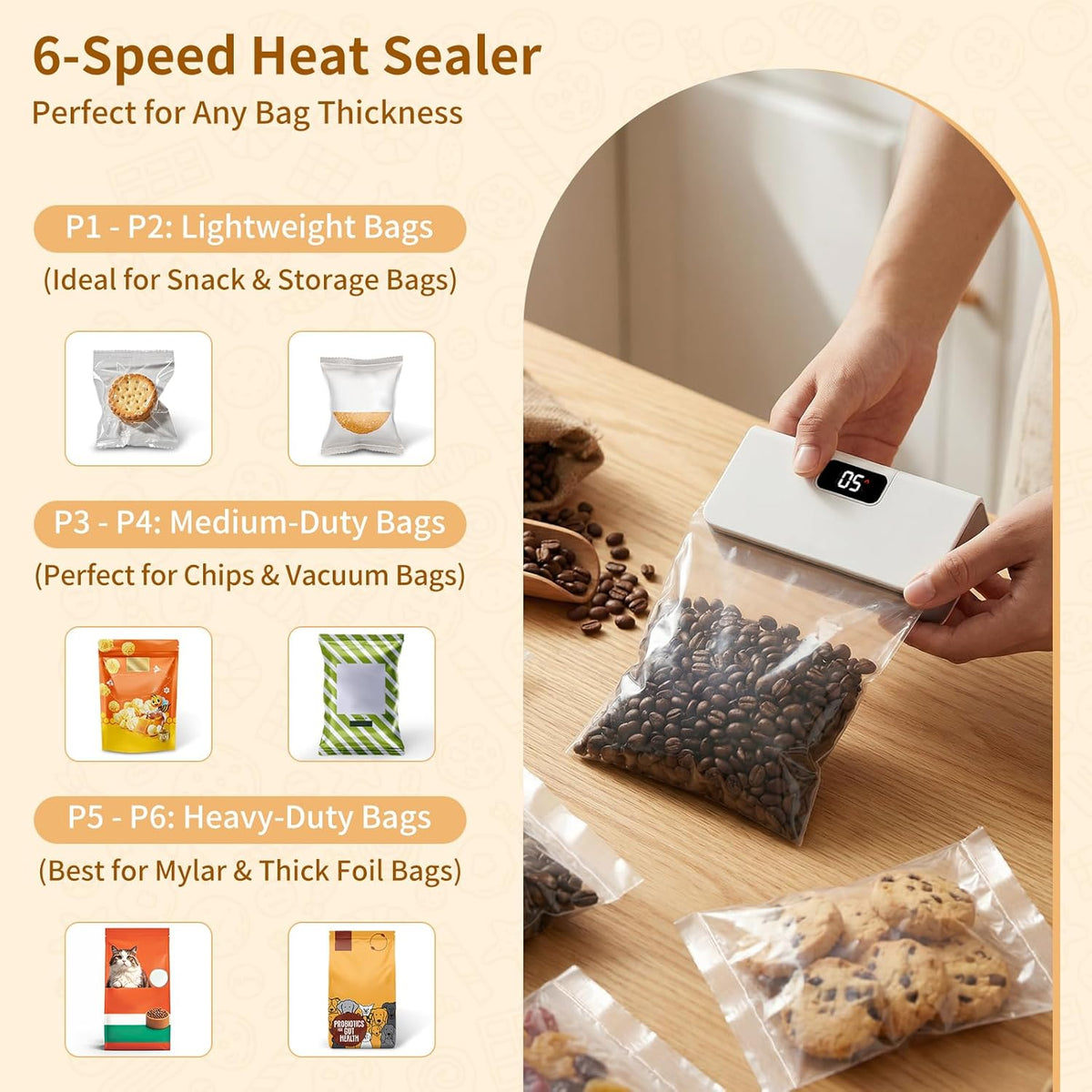 2-in-1 Rechargeable Mini Bag Sealer — LED Display, Magnetic Fridge Mount & Built-in Cutter