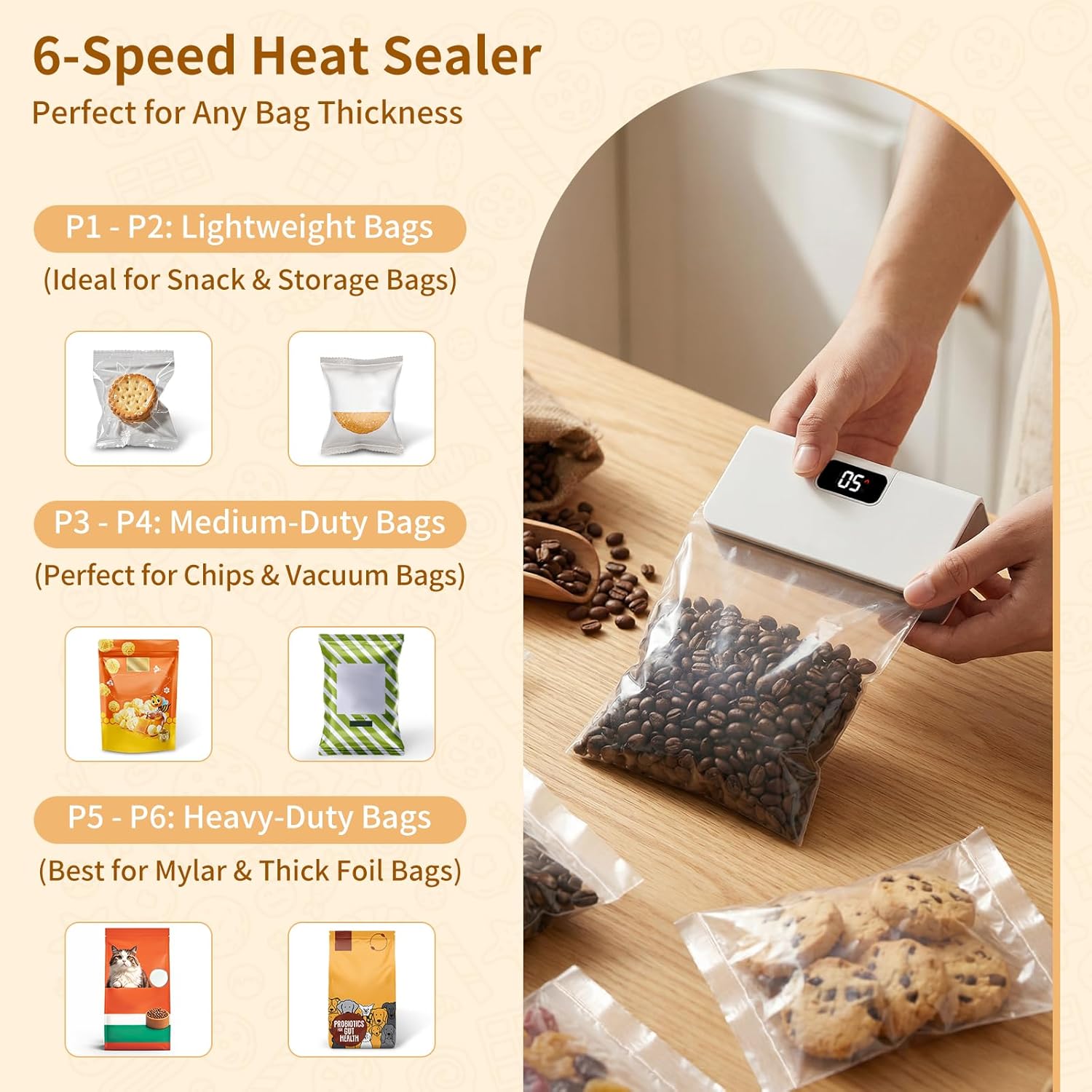 2-in-1 Rechargeable Mini Bag Sealer — LED Display, Magnetic Fridge Mount & Built-in Cutter
