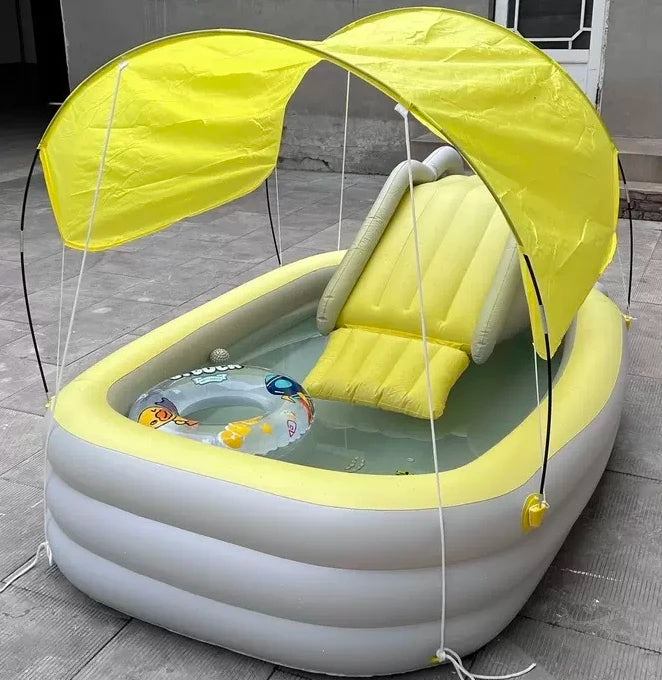 Kids and Adults Activity Inflatable Swimming Pool with Slide & Canopy
