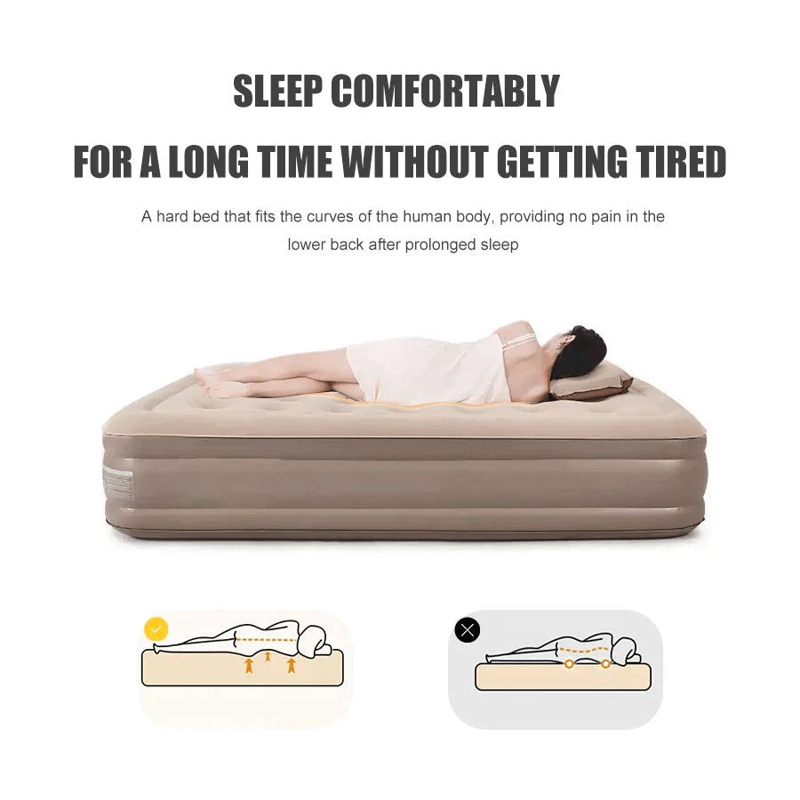 Automatic Self-Inflating Foldable Modern Outdoor Camping Portable PVC Flocking Air Bed Inflatable Mattress with Built-in Pump