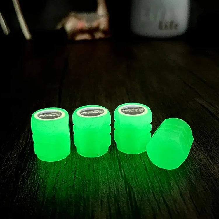 Luminous ABS Valve Caps Fluorescent Green Blue Night Glowing Styling for Car Bicycle Tyre Hub Wheel Decor Interior Accessories