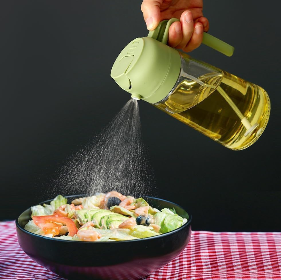 2-in-1 Olive Oil Sprayer & Dispenser Bottle (500ml) – Glass Oil Spray Bottle for Cooking, Air Fryer, BBQ & Salad