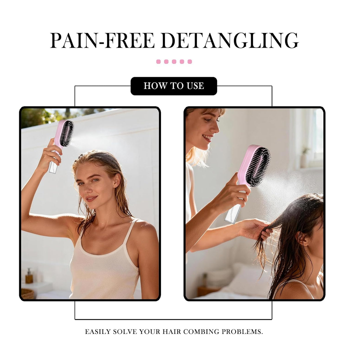 2-in-1 Detangler Hair Brush | Built-In Mister Spray