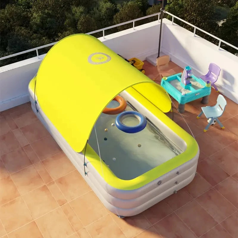 Kids and Adults Activity Inflatable Swimming Pool with Slide & Canopy