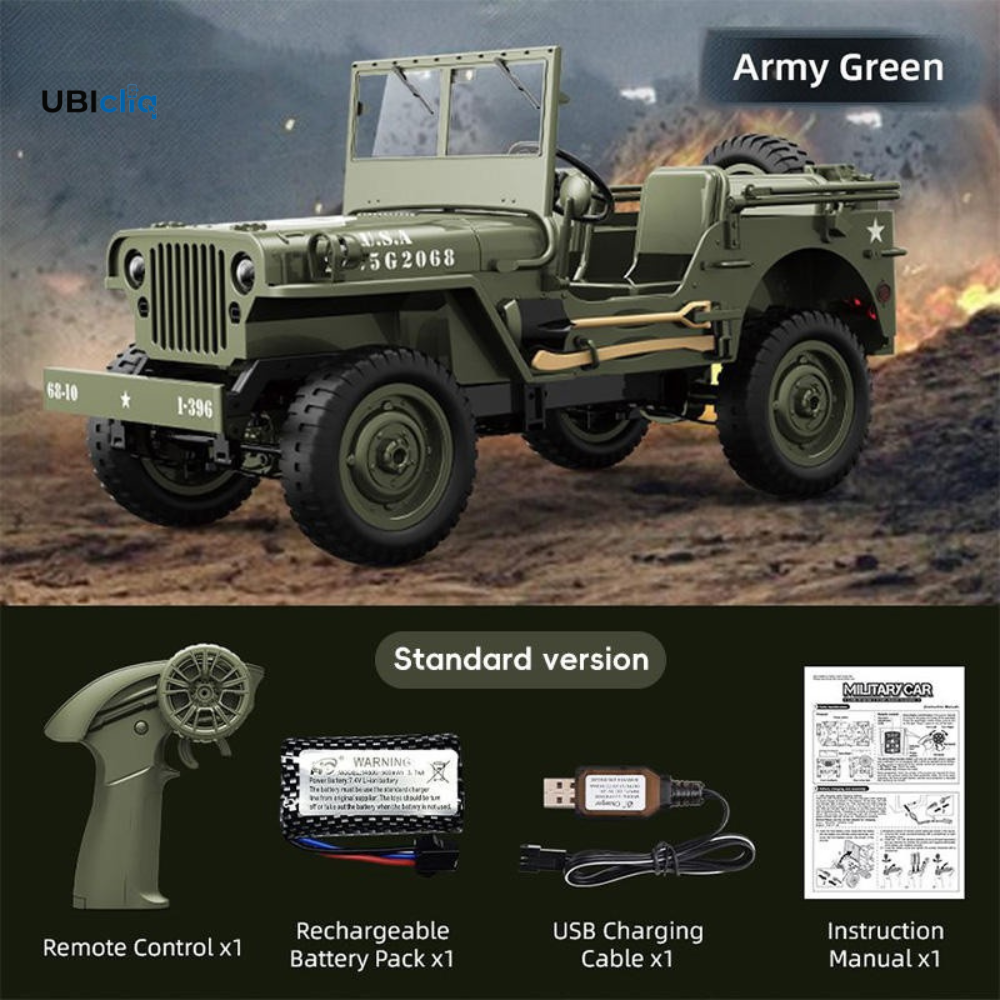 RC Jeep Toy with LED Lights USB Cable Charger