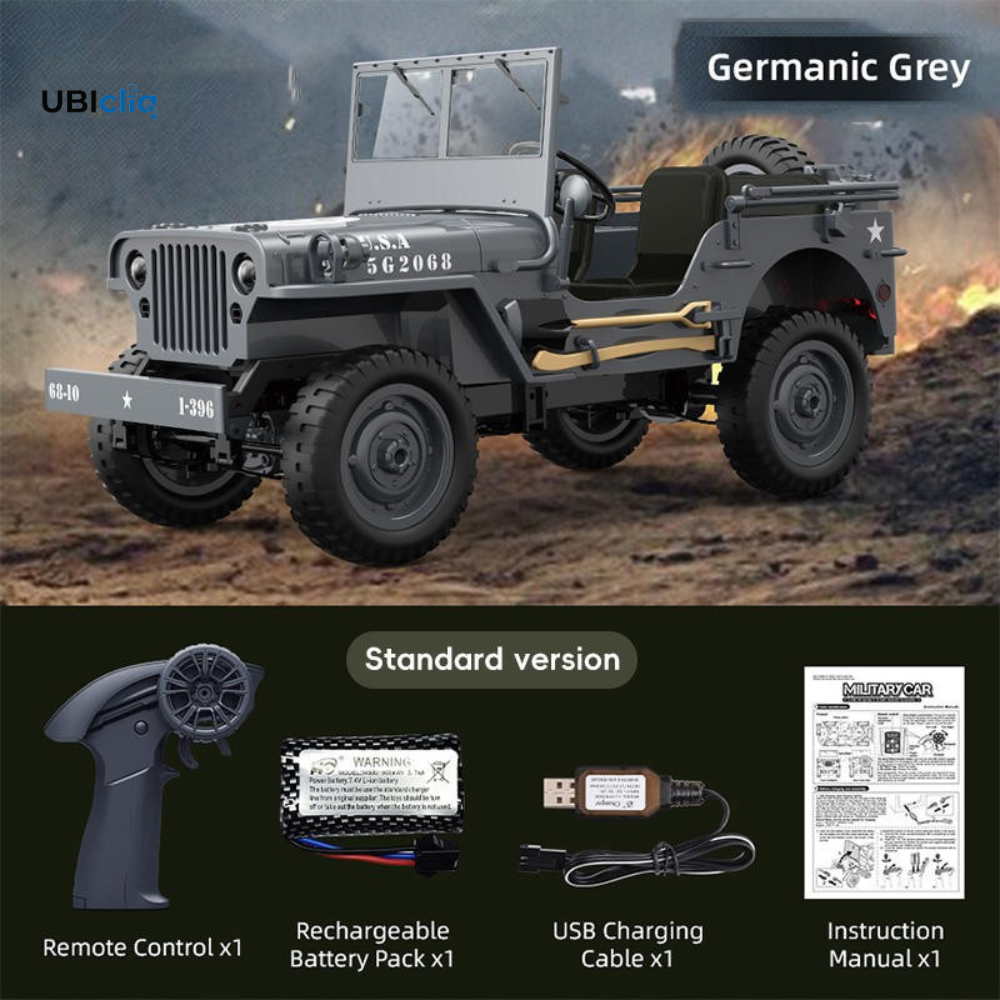 RC Jeep Toy with LED Lights USB Cable Charger