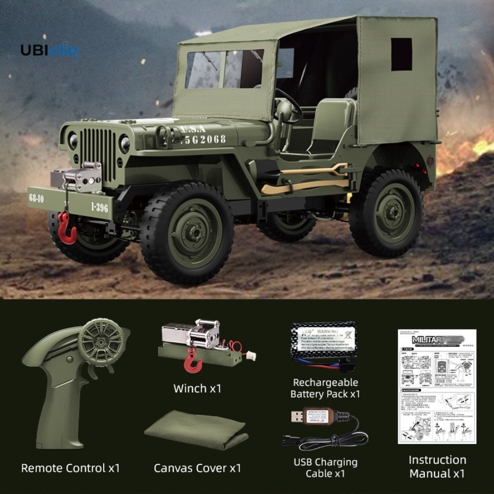 RC Jeep Toy with LED Lights USB Cable Charger