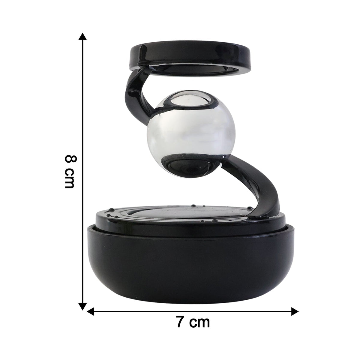 Rotating air freshener dashboard car ornament with glass sphere and metal spiral/ring structure-decorative display accessory